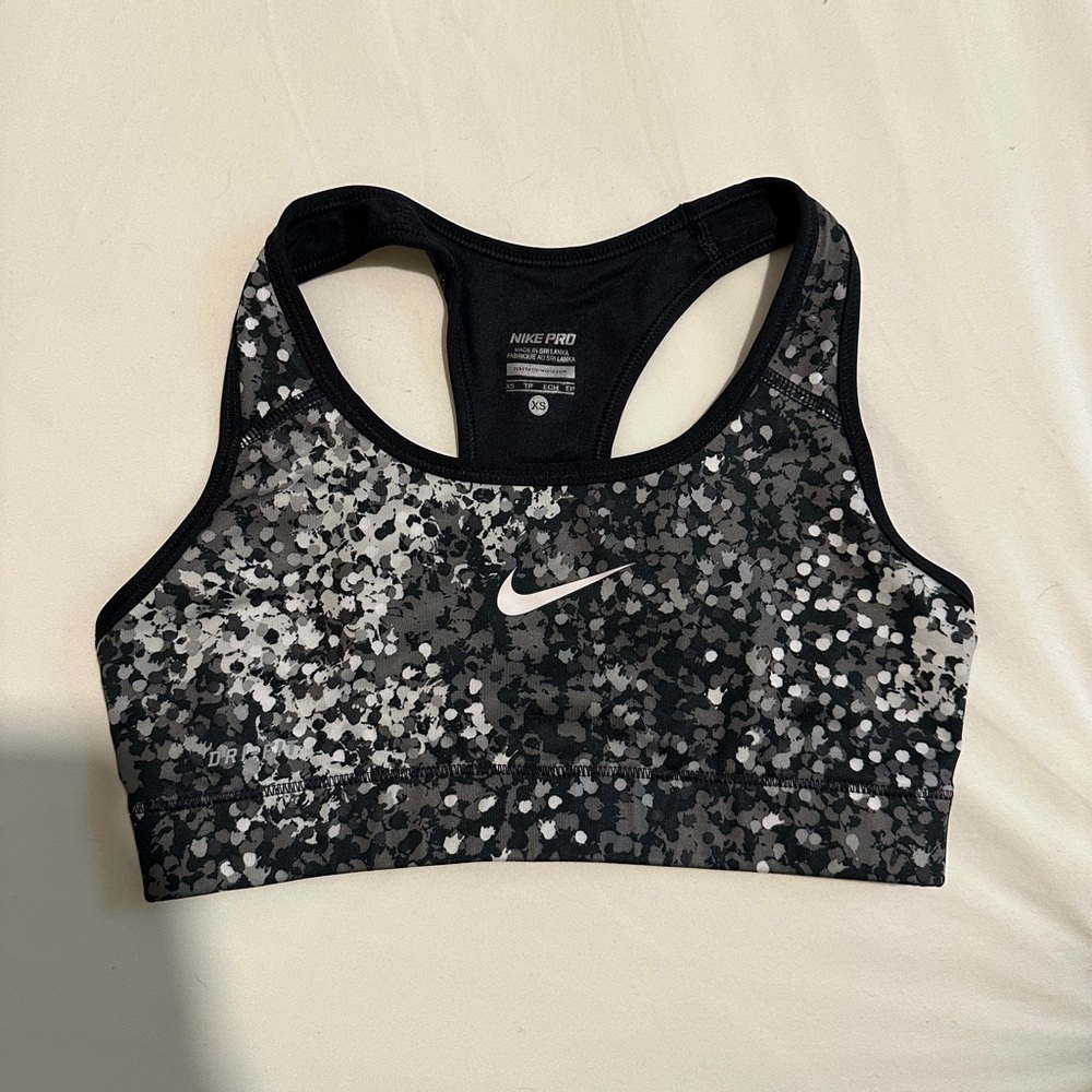 Nike Women's Black and White Patterned Sports Bra